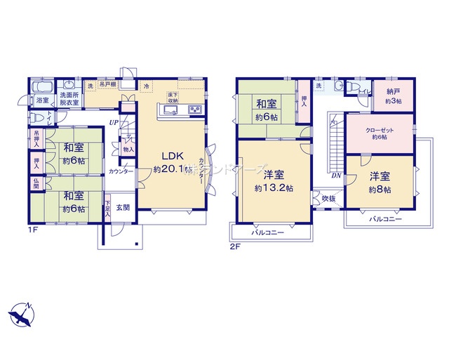日進市岩崎町阿良池（中古戸建・5LDK・3,399万円）の間取り図