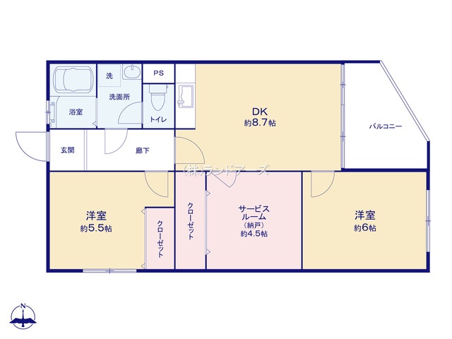 大治ハイメゾン(・2SDK・699万円)の間取り図