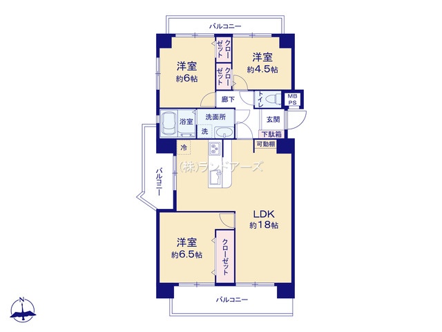 サンライズ港陽(・3LDK・1,299万円)の間取り図