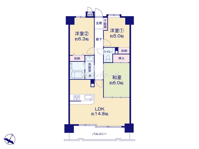ライオンズマンション一社東（・3LDK・3,299万円）の間取り図