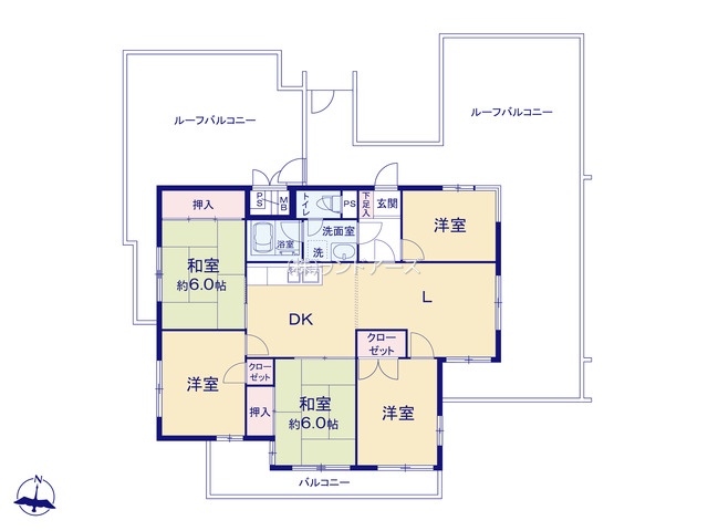 ライオンズマンション平和ヶ丘（・ 5LDK・1,080万円）の間取り図