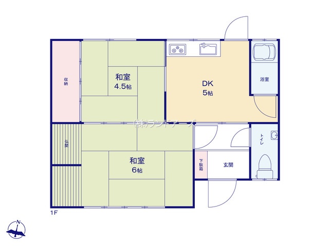 名古屋市中川区下之一色町字権野(中古戸建)(中古戸建・2DK・350万円)の間取り図