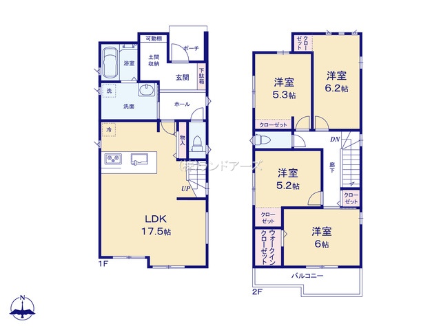 名古屋市緑区旭出2丁目（戸建）02（建売・4LDK・4,599万円）の間取り図
