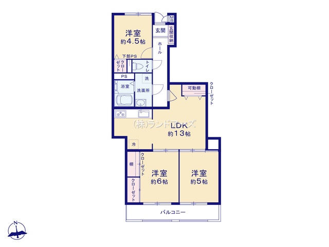 ユニーブルマンション本郷台（・ 3LDK・1,499万円）の間取り図