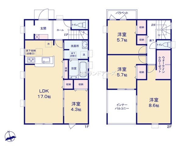 知多市日長台（戸建）01（建売・4LDK・2,877万円）の間取り図