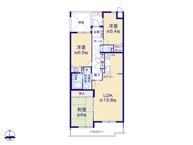 サンマンションアトレ猫ケ洞（・3LDK・2,849万円）の間取り図