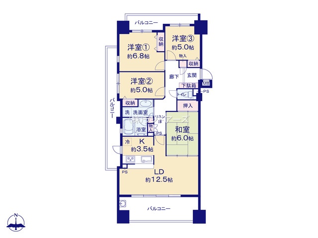 モアグレース白鳥庭園（・4LDK・3,599万円）の間取り図