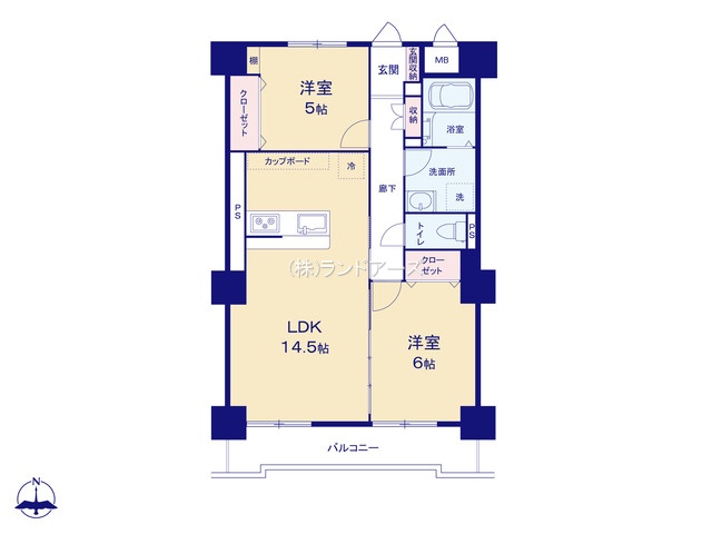 エスポア浄心III（・2LDK・1,899万円）の間取り図