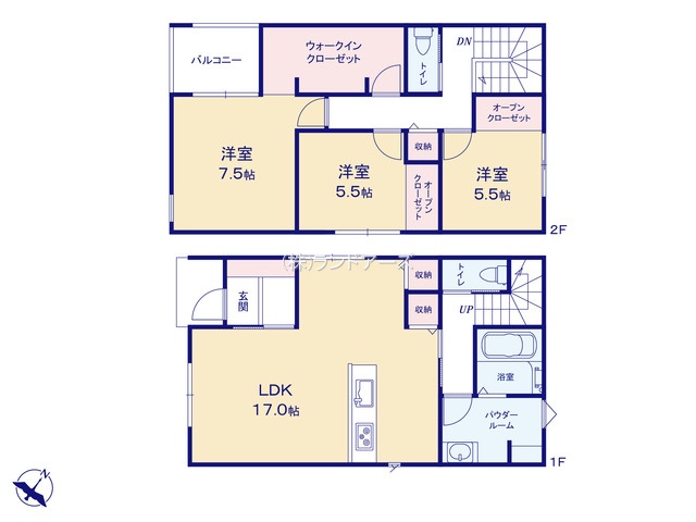岡崎市筒針町字池田（戸建）A（建売・3LDK・3,990万円）の間取り図