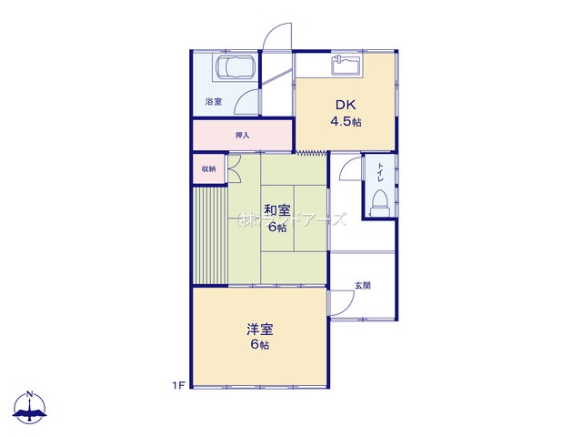 あま市西今宿梶村三（中古戸建・2DK・248万円）の間取り図