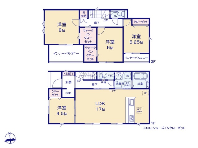 弥富市五之三川平3丁目（戸建）03（建売・4LDK・2,680万円）の間取り図
