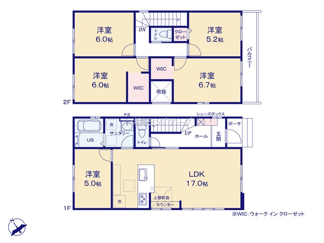 知多市つつじが丘3丁目（戸建）02（建売・5LDK・3,799万円）の間取り図