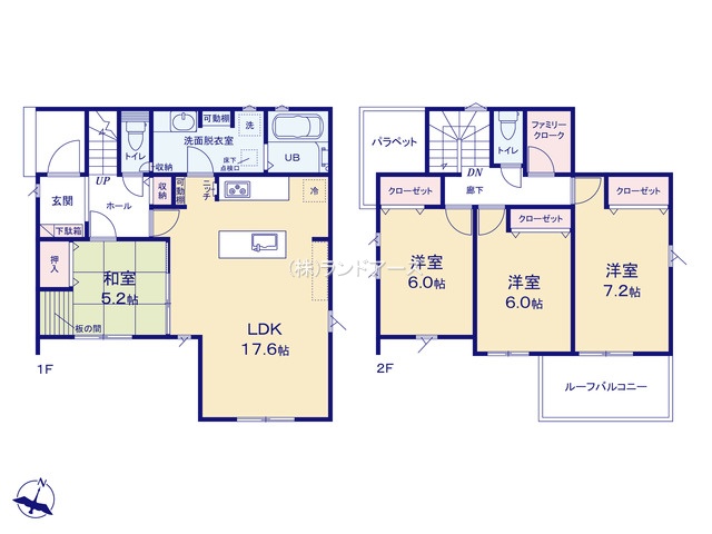知多市日長台（戸建）01（建売・4LDK・3,390万円）の間取り図