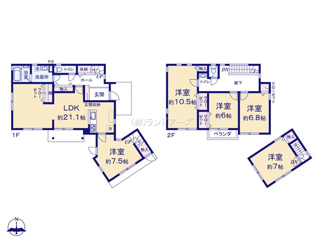 名古屋市緑区大高台2丁目（中古戸建・5LDK・3,699万円）の間取り図