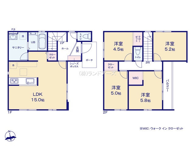 名古屋市東区新出来2丁目（戸建）01（建売・4LDK・7,299万円）の間取り図