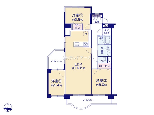 檀渓アイリス(・3LDK・2,499万円)の間取り図