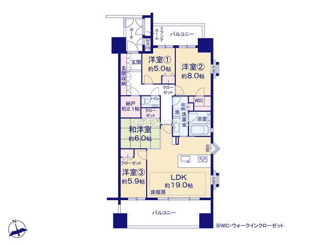 D’グランセ代官町南館(・3LDK・8,999万円)の間取り図