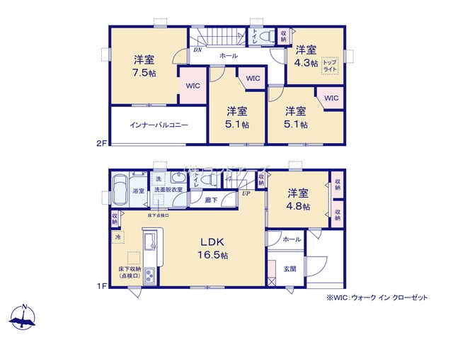 名古屋市守山区森孝4丁目（戸建）02（建売・5LDK・4,190万円）の間取り図