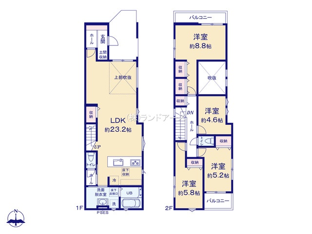 名古屋市西区上堀越町2丁目（戸建）01（建売・4LDK・4,999万円）の間取り図