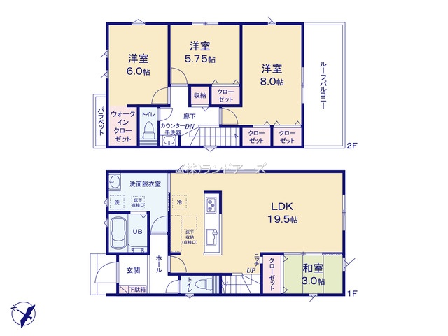 常滑市字長間(戸建)01(建売・4LDK・3,190万円)の間取り図
