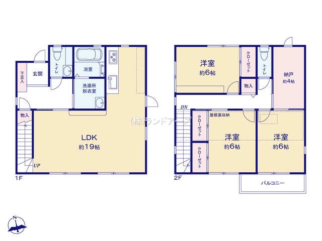 海部郡大治町大字花常字堀之内境(中古戸建・3LDK・2,749万円)の間取り図