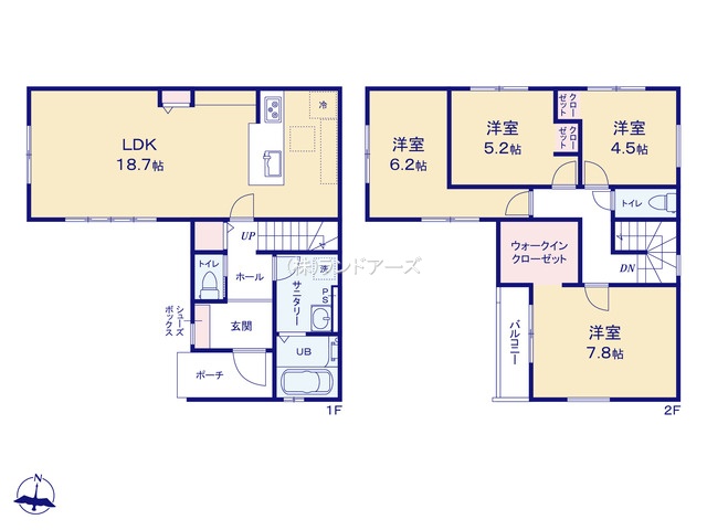 名古屋市天白区元八事4丁目（戸建）01（建売・4LDK・5,499万円）の間取り図
