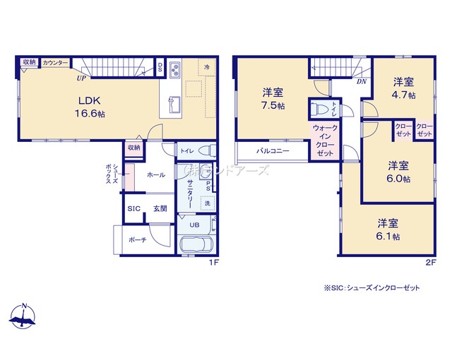 名古屋市天白区元八事4丁目（戸建）02（建売・4LDK・5,499万円）の間取り図