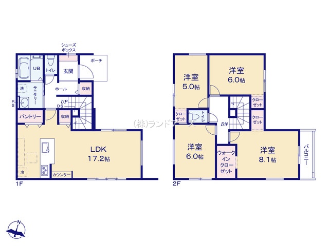 名古屋市港区十一屋3丁目（戸建）04（建売・4LDK・3,399万円）の間取り図