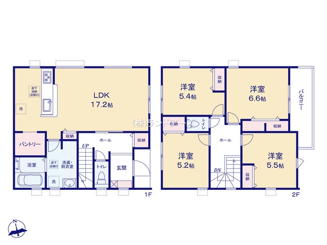 名古屋市北区楠味鋺2丁目(戸建)01(建売・4LDK・3,877万円)の間取り図
