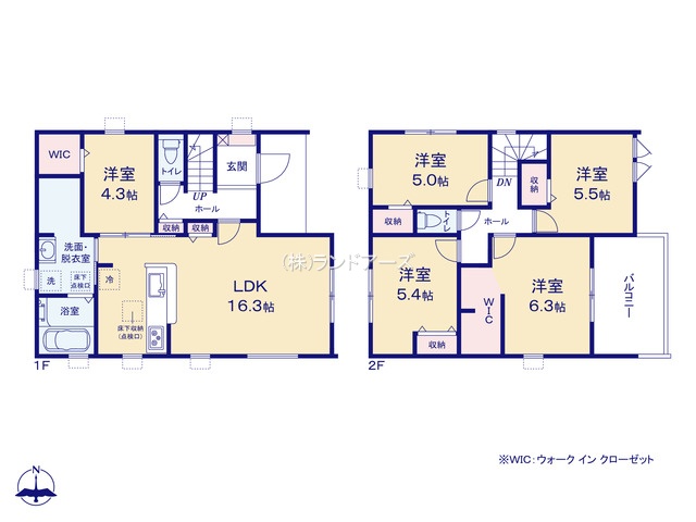 名古屋市北区楠味鋺2丁目(戸建)05(建売・5LDK・3,877万円)の間取り図