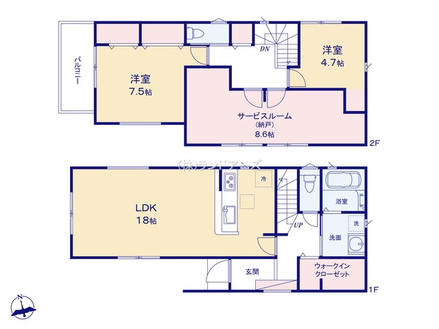 瀬戸市ひまわり台3丁目（戸建）01（建売・2SLDK・2,890万円）の間取り図