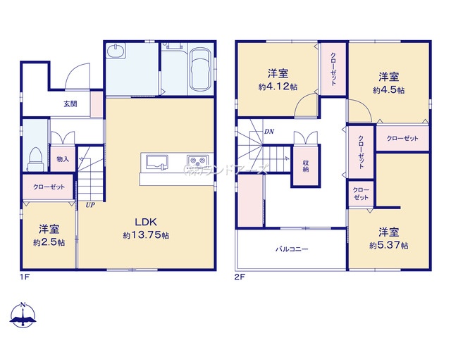 あま市七宝町遠島上江越（中古戸建・・2,699万円）の間取り図